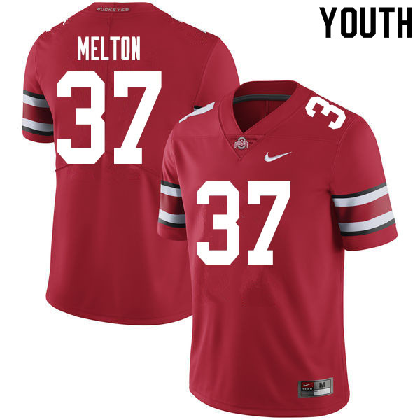 Ohio State Buckeyes Mitchell Melton Youth #37 Red Authentic Stitched College Football Jersey